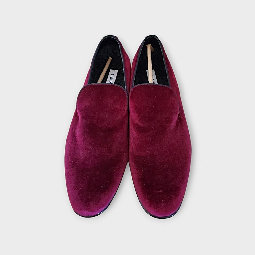 Steve Madden "Laight" Burgundy Velvet Loafers - Picture 4 of 8